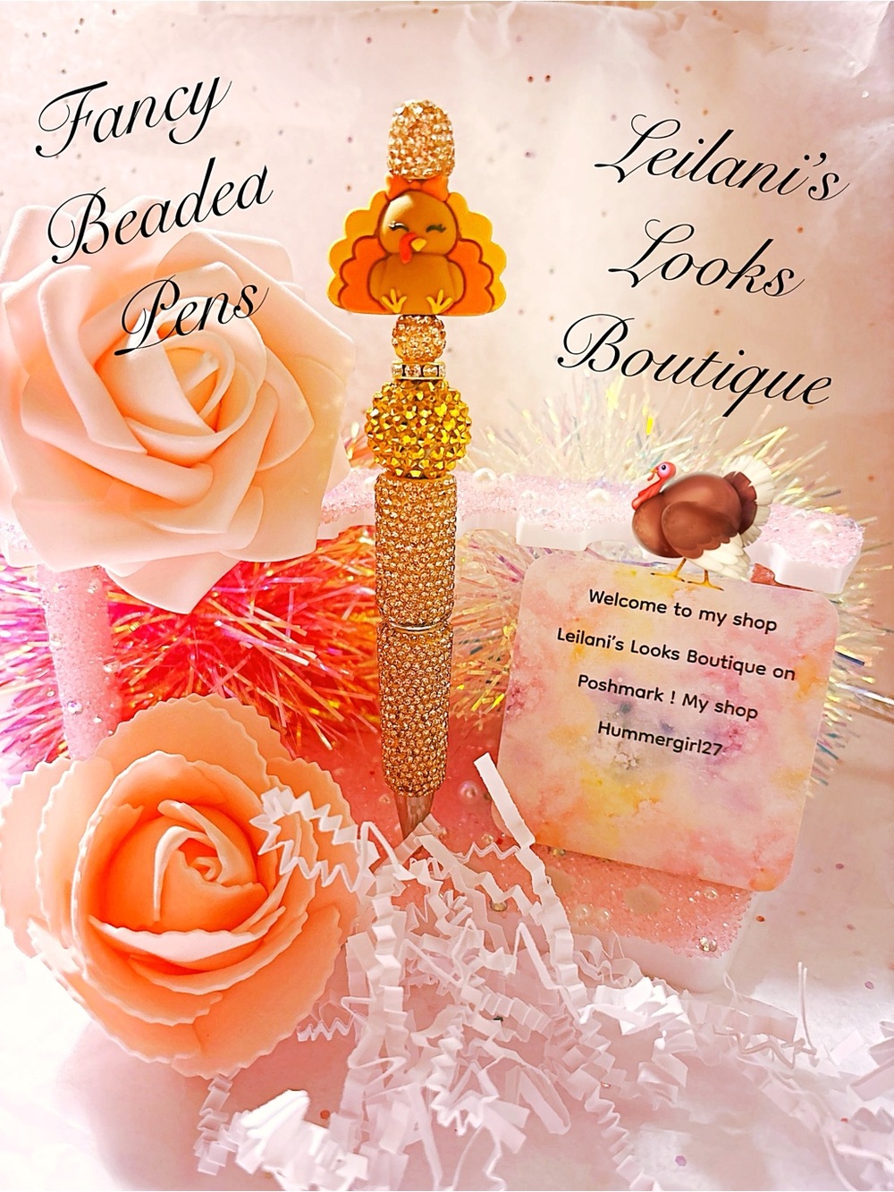 Fancy beaded pen/gifts/thanksgiving/turkey time /
